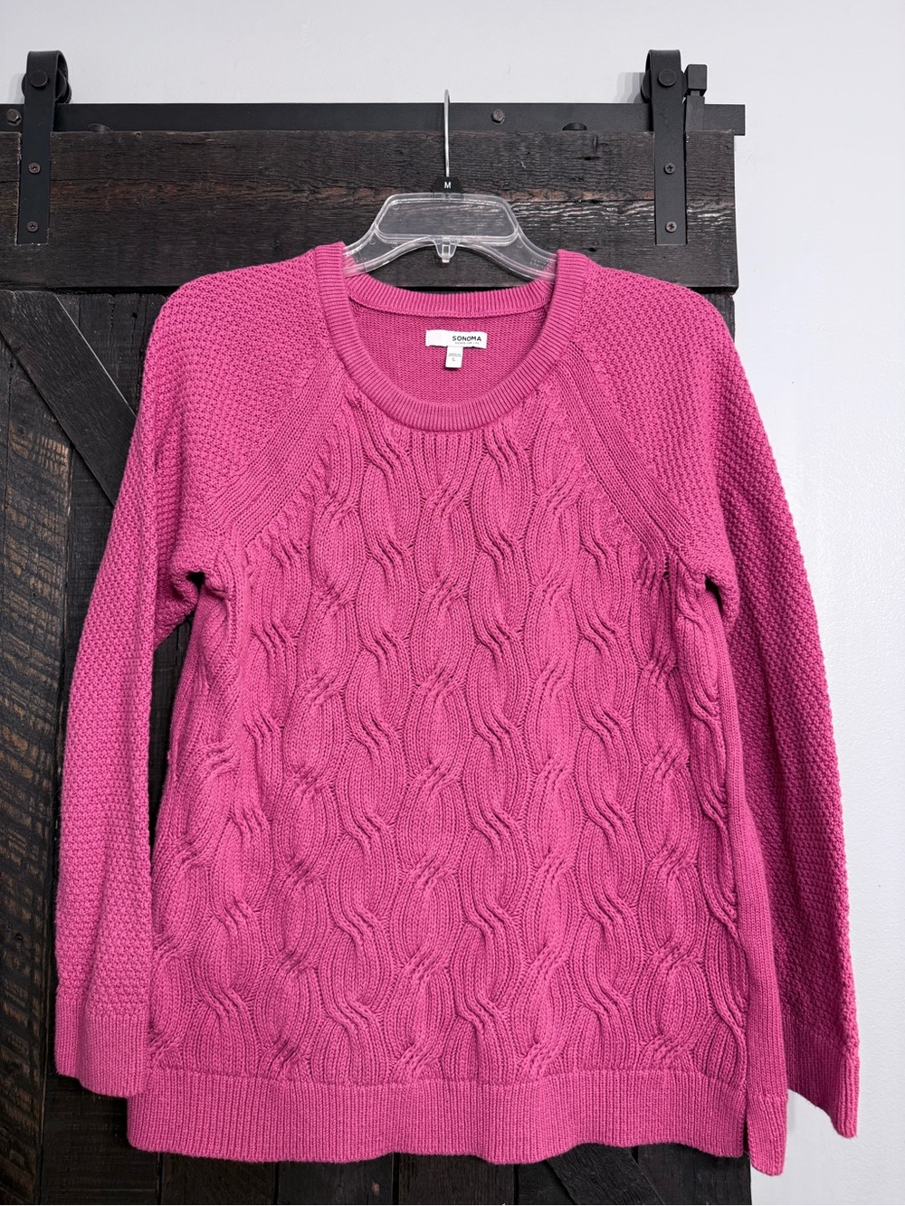 Sonoma Women's Pink Cable Knit Sweater